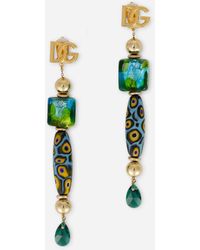 Dolce & Gabbana - Drop Earrings With Murrine And Dg Logo - Lyst