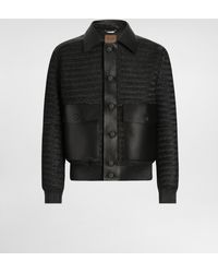 Dolce & Gabbana - Cazadora De Rejilla De Rafia Y Piel - Lyst