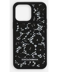Dolce & Gabbana Cover iPhone 14 Pro Max aus Gummi Spitze - Schwarz