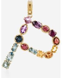 Dolce & Gabbana - Charm P Lettering 18-Carat And Multicolored Gems - Lyst