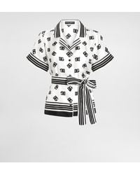 Dolce & Gabbana - Camisa De Sarga De Seda Con Estampado Integral Dg - Lyst
