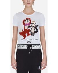 Dolce & Gabbana Bedrucktes T-Shirt Aus Baumwolle - Weiß
