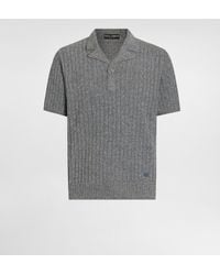 Dolce & Gabbana - Ribbed Cotton And Linen Polo Shirt - Lyst