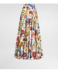Dolce & Gabbana - Falda De Volantes Larga De Algodón Con Estampado De Flores - Lyst