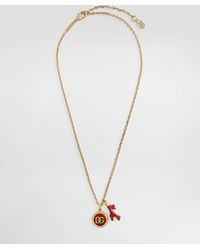 Dolce & Gabbana - Halskette Aus Koralle Mit Dg-Logo - Lyst