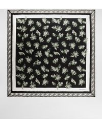 Dolce & Gabbana - 90X90 Small Flower Bouquet-Print Silk Twill Scarf With Lace Insert - Lyst