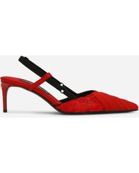 Dolce & Gabbana Corset-style Satin Slingbacks - Red