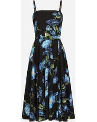 Dolce & Gabbana - Strapless Charmeuse Dress With Bluebell - Lyst