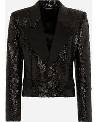 Dolce & Gabbana - スパンコール エンブロイダリー シングルブレスト ショートジャケット - Lyst