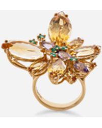 Dolce & Gabbana - Ring Spring Aus 18 Karat Gelbgold Mit Schmetterling Aus Citrinquarzen - Lyst