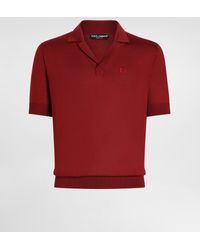 Dolce & Gabbana - Silk Polo-Shirt With Logo Embroidery - Lyst