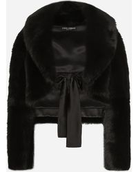 Dolce & Gabbana - Chaqueta Corta En Piel De Cordero Con Cinturón - Lyst