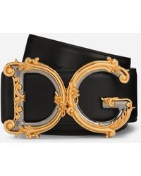 Dolce & Gabbana - Barocco Logo Leather Belt - Lyst
