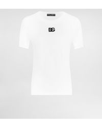 Dolce & Gabbana - Jersey T-Shirt With Dg Logo Embroidery - Lyst