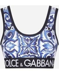 Dolce & Gabbana - Majolica-Print Jersey Top With Branded Elastic - Lyst