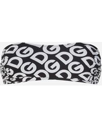 Dolce & Gabbana Bandeau-Bikinitop Print Dg Logo - Schwarz