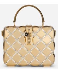 Dolce & Gabbana Leather Jacquard Dolce Box Bag With Embroidery | Lyst