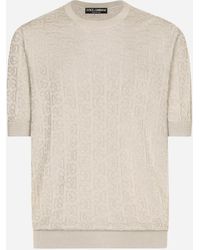 Dolce & Gabbana - Silk Jacquard Round-Neck Sweater With Dg Logo - Lyst