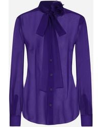 Dolce & Gabbana - Chiffon Shirt With Flower Detail - Lyst