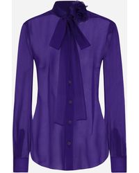 Dolce & Gabbana - Bluse Aus Chiffon Mit Blume - Lyst
