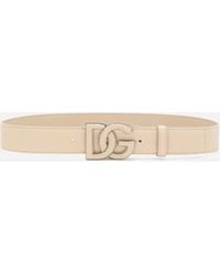 Dolce & Gabbana - Deerskin-Print Calfskin Belt With Logo Print - Lyst