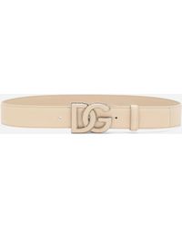 Dolce & Gabbana - Deerskin-Print Calfskin Belt With Logo Print - Lyst
