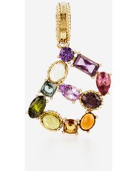 Dolce & Gabbana - Pendente arcobaleno in oro giallo 18 kt con gemme multicolori che rappresentano il numero 8 - Lyst