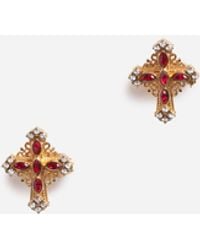 Dolce & Gabbana Gemelli Con Croce E Strass Colorati - Rosso