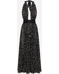 Dolce & Gabbana - Robe Mi-Longue Décolletée En Mousseline Avec À Pois - Lyst