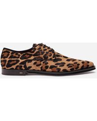 Dolce & Gabbana Leopard-print Pony Hair Derby Shoes - Brown