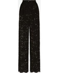 Dolce & Gabbana - Ausgestellte Hose Aus Floraler Kordelspitze Mit Dg-Logo - Lyst