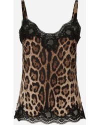 Dolce & Gabbana - Top de seda con estampado animal - Lyst