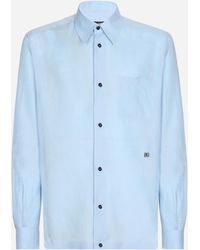 Dolce & Gabbana - Linen Hawaiian Shirt With Dg Hardware - Lyst