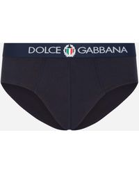 Dolce & Gabbana Midi-slip aus baumwoll-stretch - Blau