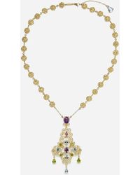 Dolce & Gabbana - Filigree Necklace 18-Carat And Multicolored Gems - Lyst