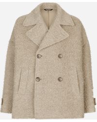 Dolce & Gabbana - Vintage-Look Double-Breasted Wool And Cotton Pea Coat - Lyst