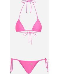 Dolce & Gabbana Seide Soft-Cup-BH aus Satin mit Spitze in Pink Damen Bekleidung Bademode und Strandmode Bikinis und Badeanzüge 