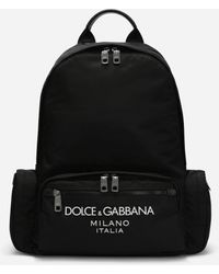 Dolce & Gabbana Nylon Backpack With Rubberized Logo - Black