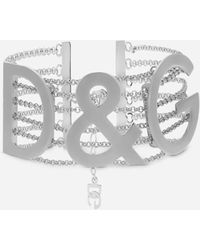 Dolce & Gabbana Halbstarrer Mehrketten-Choker "D&G" - Weiß