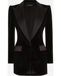Dolce & Gabbana - Cotton Velvet Single-Breasted Turlington Tuxedo Jacket - Lyst