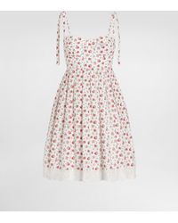 Dolce & Gabbana - Small Rose-Print Short Poplin Dress - Lyst