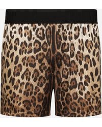 Dolce & Gabbana - Leopard- Silk Shorts - Lyst