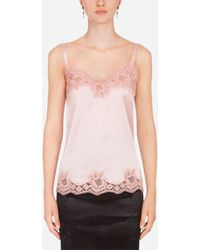 Dolce & Gabbana Lingerie-Top Aus Satin Mit Spitze - Pink