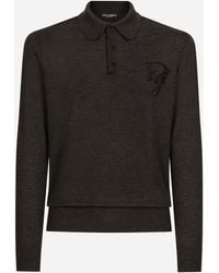 Dolce & Gabbana - Long-Sleeved Cashmere Polo-Shirt With Embroidered Logo - Lyst