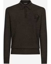 Dolce & Gabbana - エンブロイダリーロゴ カシミア ロングスリーブ ポロシャツ - Lyst