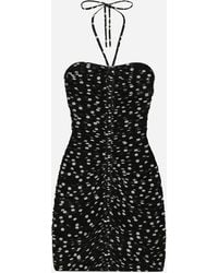 Dolce & Gabbana - Short Draped Tulle Dress With Polka-Dot - Lyst