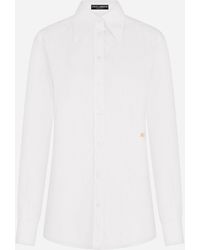 Dolce & Gabbana Bluse aus Popeline DG-Logo - Weiß