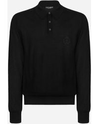 Dolce & Gabbana - Cashmere Polo-Style Sweater With Dg Logo Embroidery - Lyst