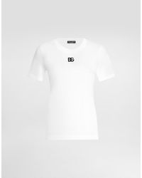 Dolce & Gabbana - Jersey T-Shirt With Dg Logo Embroidery - Lyst
