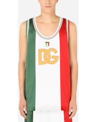 Dolce & Gabbana - Tanktop aus Satin mit Patch und DG-Logo - Lyst